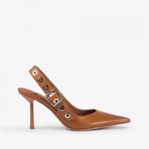 Brown Silver Le Silla COURTNEY SLINGBACK 80 mm | USA_LS27256