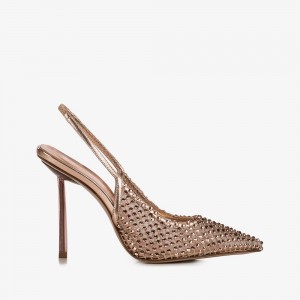 Gold Pink Le Silla GILDA SLINGBACK 100 mm | USA_LS52665