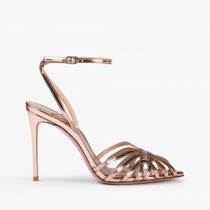 Pink Gold Metal Le Silla EMBRACE SANDAL 110 mm | USA_LS11341