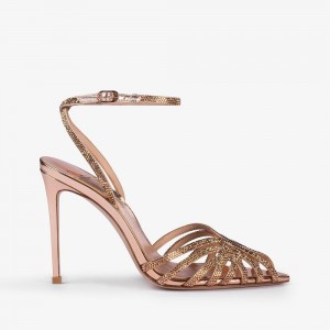 Pink Gold Metal Le Silla EMBRACE SANDAL 110 mm | USA_LS87132