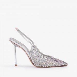 Silver Le Silla GILDA SLINGBACK 100 mm | USA_LS91465