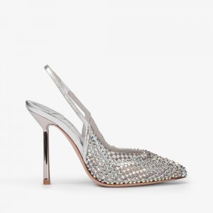 Silver Le Silla GILDA SLINGBACK 100 mm | USA_LS76693