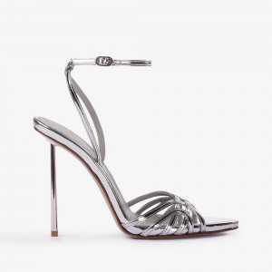 Silver Metal Le Silla BELLA SANDAL 120 mm | USA_LS18963