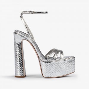 Silver Metal Le Silla NINA SANDAL 170 mm | USA_LS74712