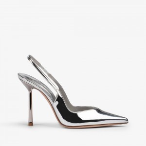 Silver Metal Le Silla VIVIENNE SLINGBACK 100 mm | USA_LS10116