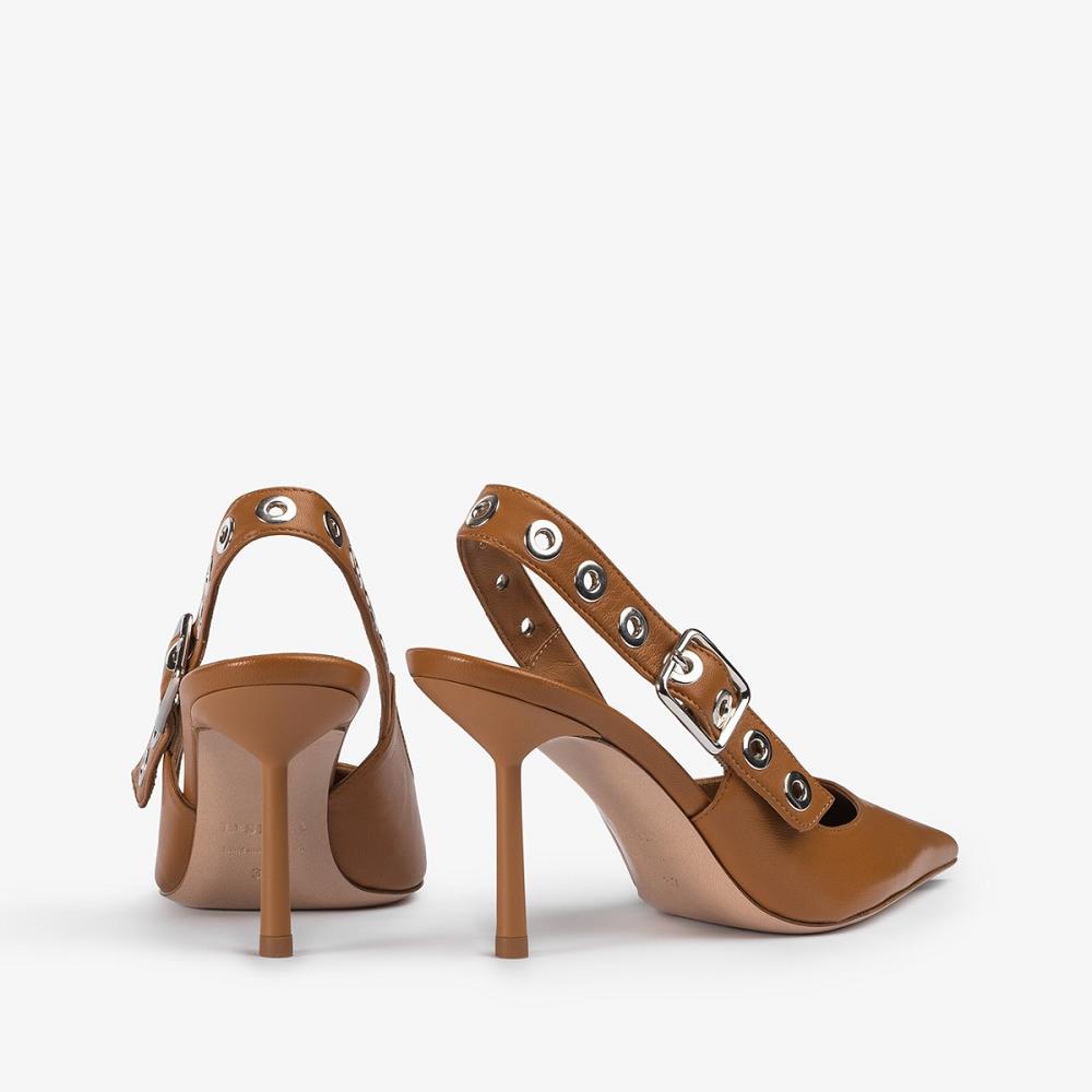 Brown Silver Le Silla COURTNEY SLINGBACK 80 mm | USA_LS22472