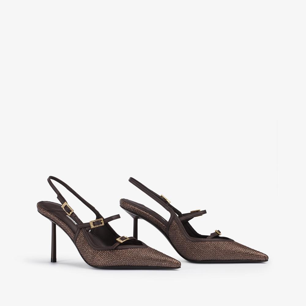 Dark Chocolate Brown Le Silla MORGANA SLINGBACK 80 mm | USA_LS19265