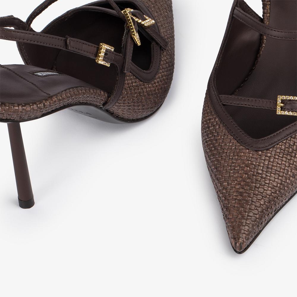 Dark Chocolate Brown Le Silla MORGANA SLINGBACK 80 mm | USA_LS19265