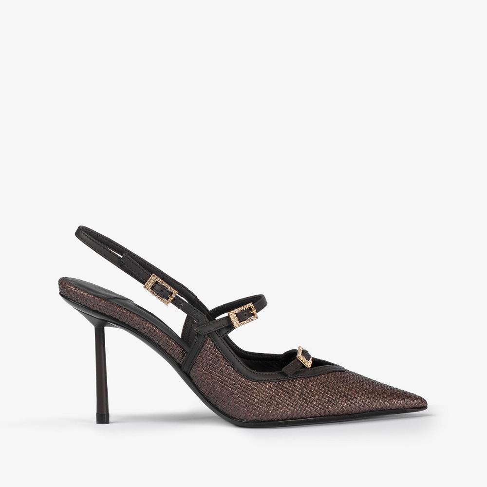 Dark Chocolate Brown Le Silla MORGANA SLINGBACK 80 mm | USA_LS19265