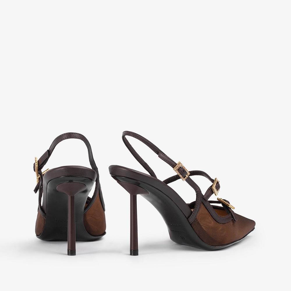 Dark Chocolate Brown Le Silla MORGANA SLINGBACK 80 mm | USA_LS71544