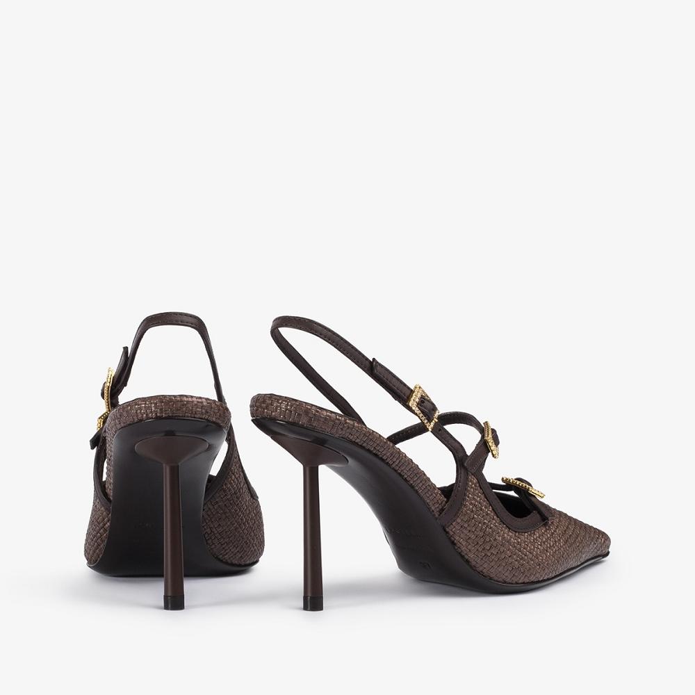 Dark Chocolate Brown Le Silla MORGANA SLINGBACK 80 mm | USA_LS54044