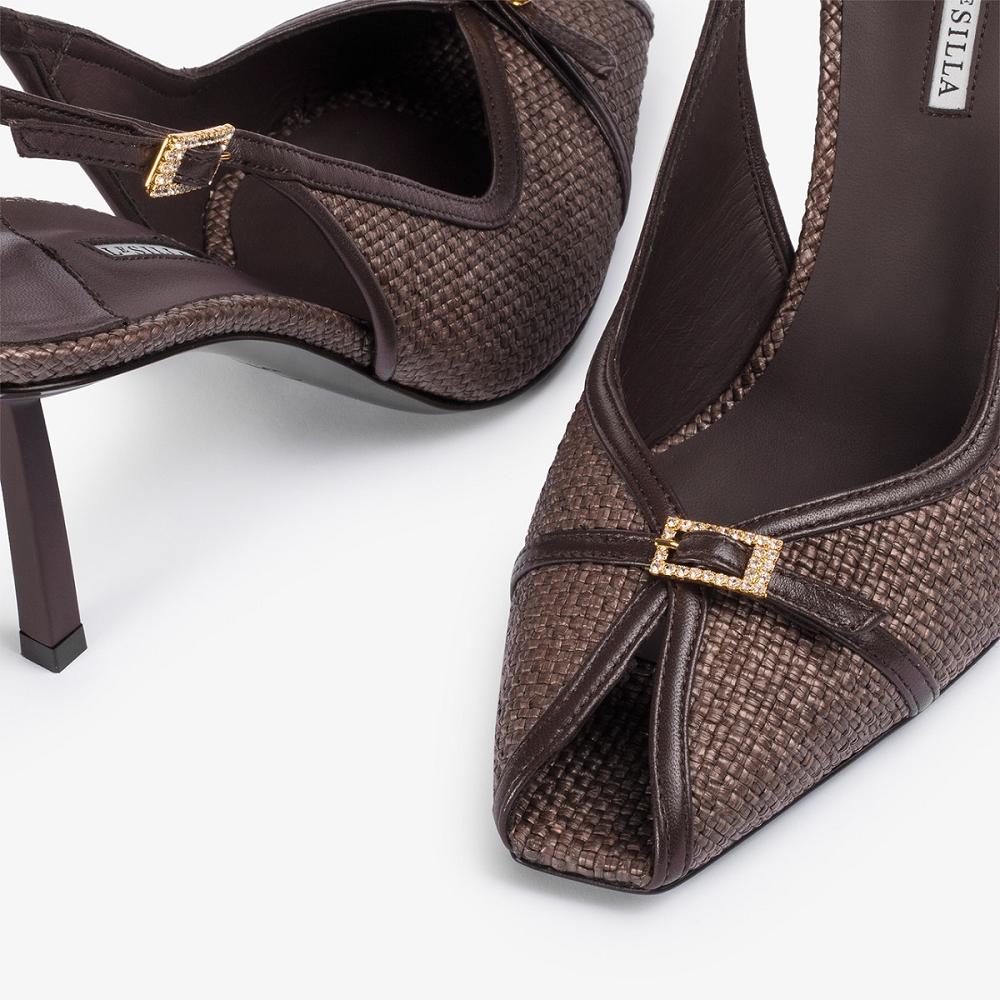 Dark Chocolate Brown Le Silla VITTORIA SLINGBACK 95 mm | USA_LS23150