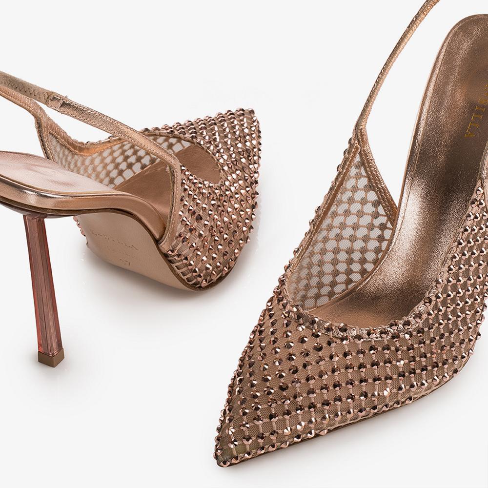 Gold Pink Le Silla GILDA SLINGBACK 100 mm | USA_LS52665