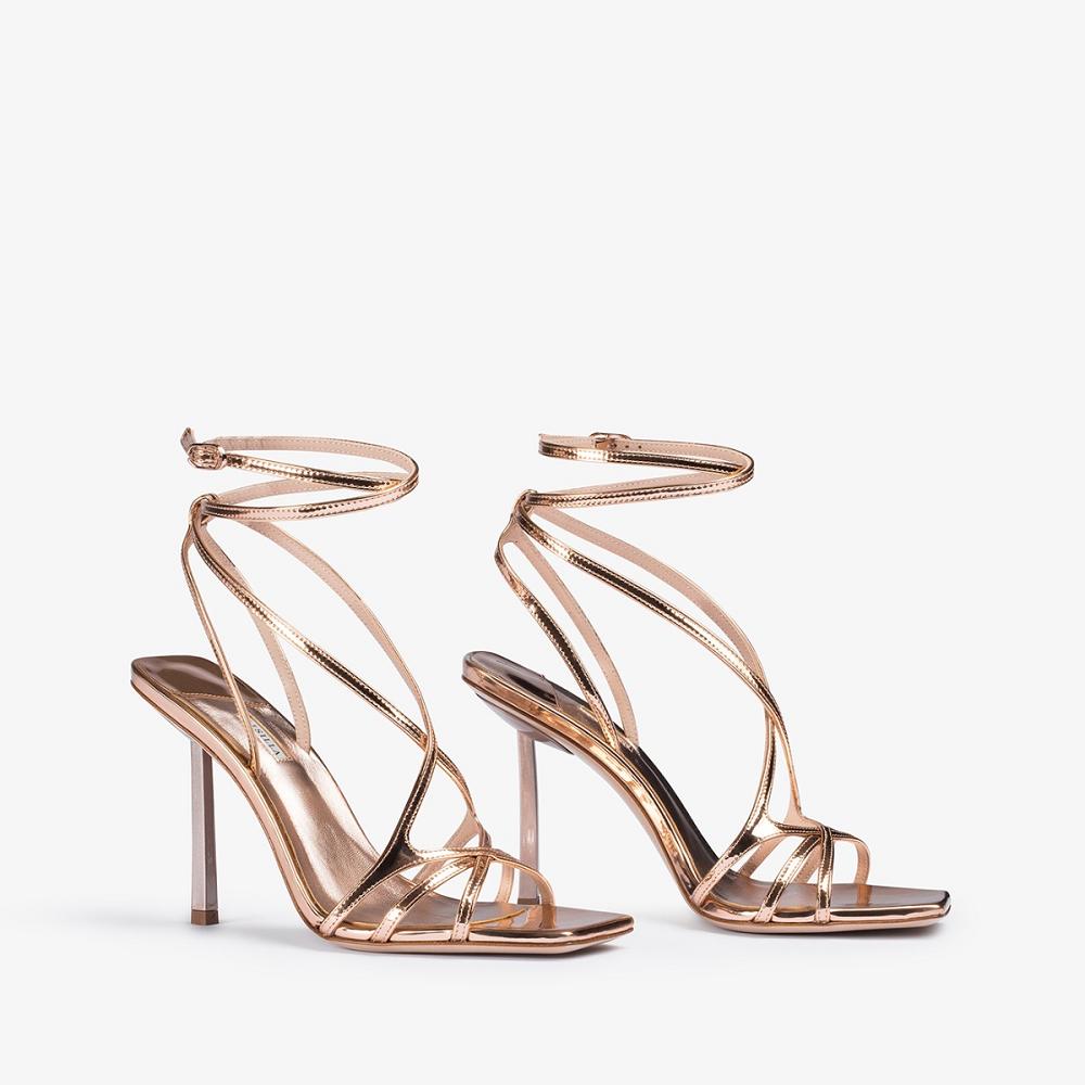 Pink Gold Metal Le Silla BELEN SANDAL 95 mm | USA_LS63627