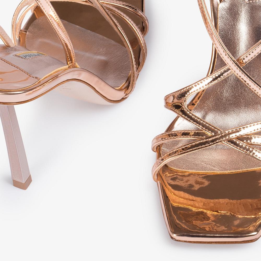 Pink Gold Metal Le Silla BELEN SANDAL 95 mm | USA_LS63627