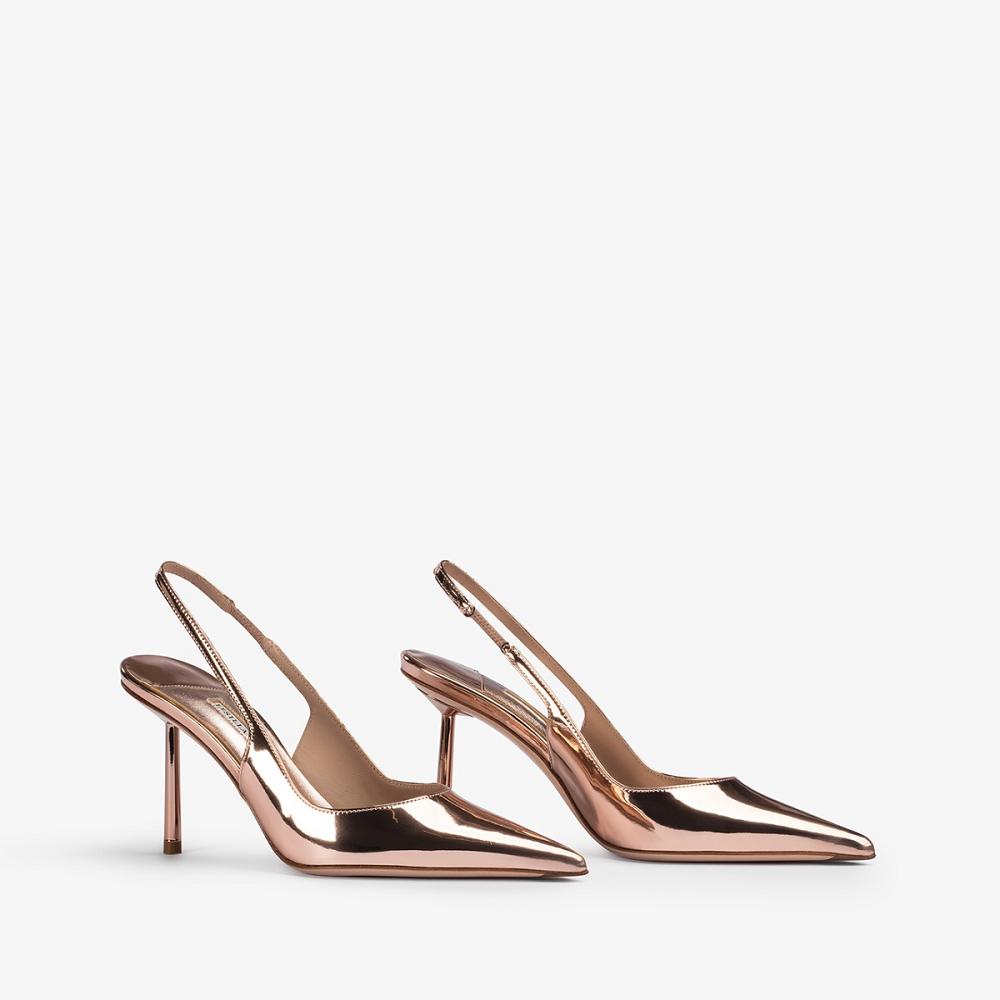 Pink Gold Metal Le Silla BELLA SLINGBACK 80 mm | USA_LS41824