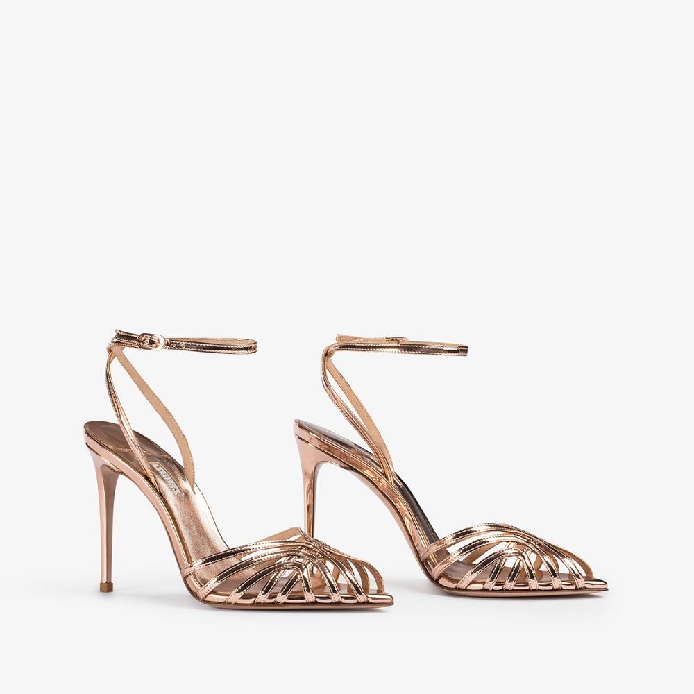 Pink Gold Metal Le Silla EMBRACE SANDAL 110 mm | USA_LS11341