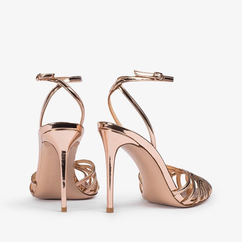 Pink Gold Metal Le Silla EMBRACE SANDAL 110 mm | USA_LS11341