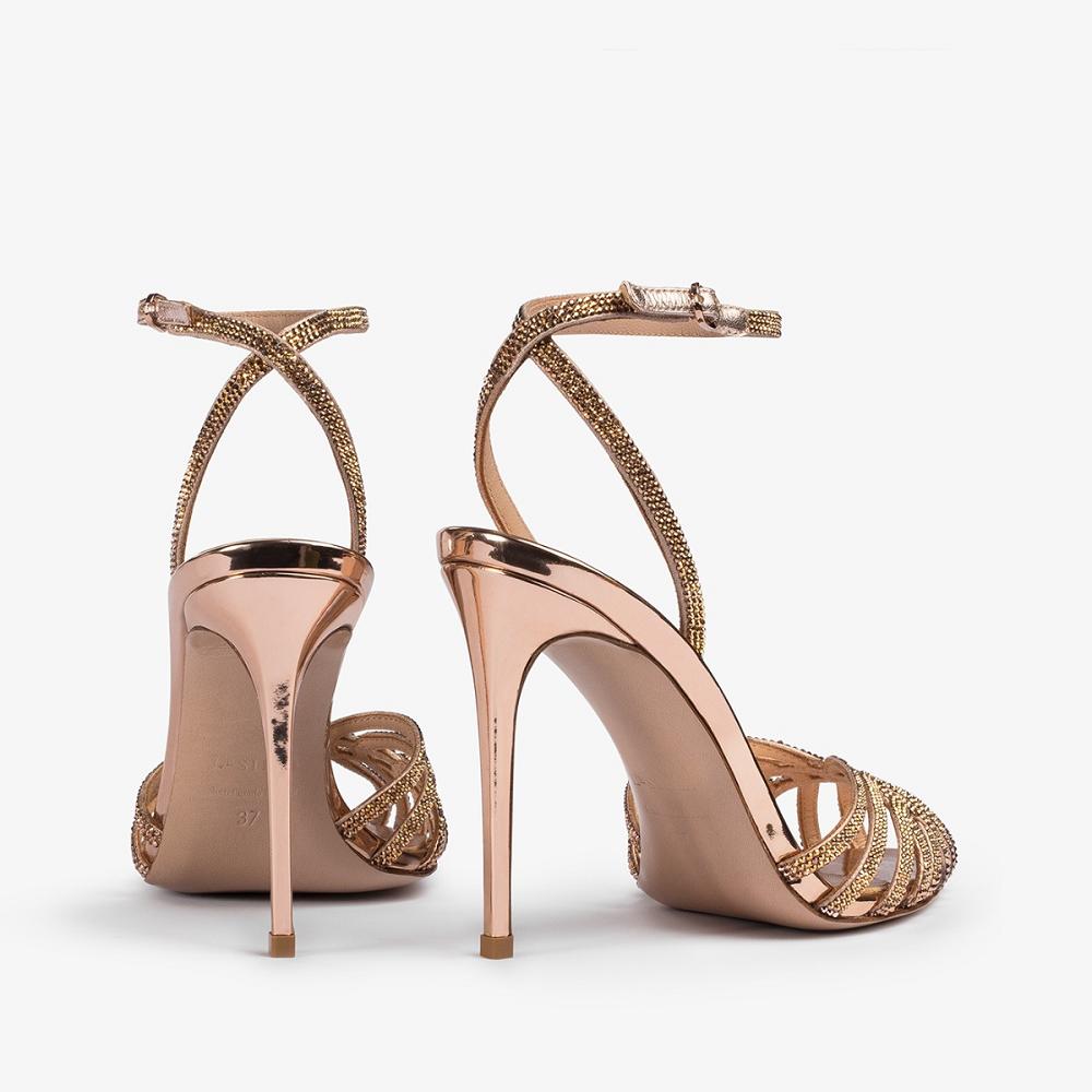 Pink Gold Metal Le Silla EMBRACE SANDAL 110 mm | USA_LS87132