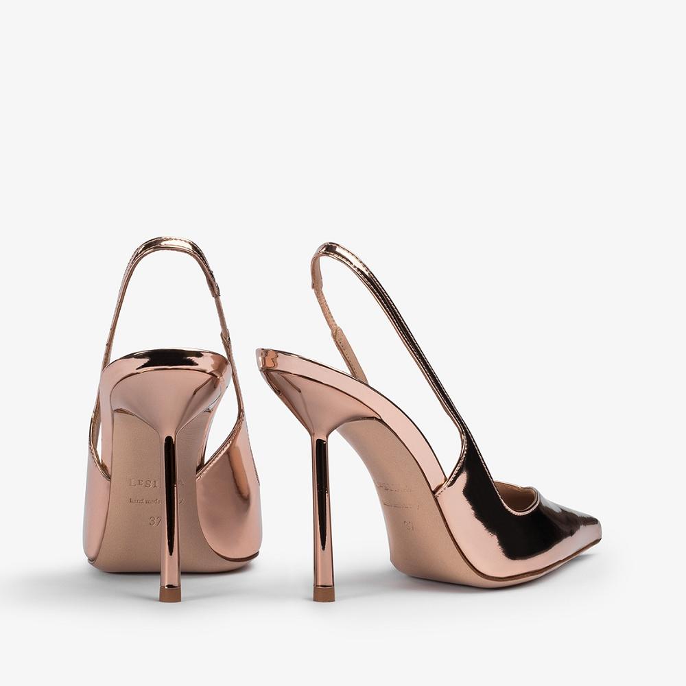 Pink Gold Metal Le Silla VIVIENNE SLINGBACK 100 mm | USA_LS99044