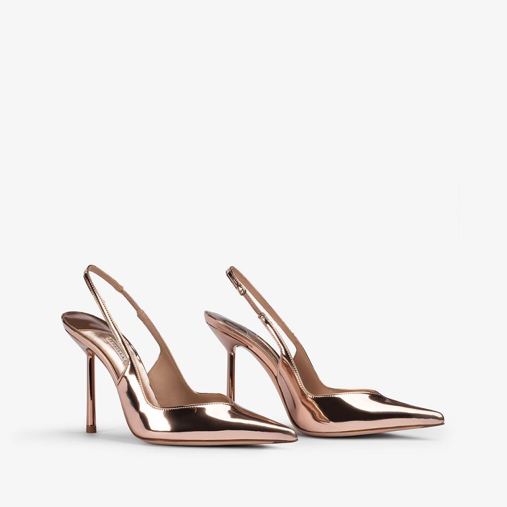 Pink Gold Metal Le Silla VIVIENNE SLINGBACK 100 mm | USA_LS55797