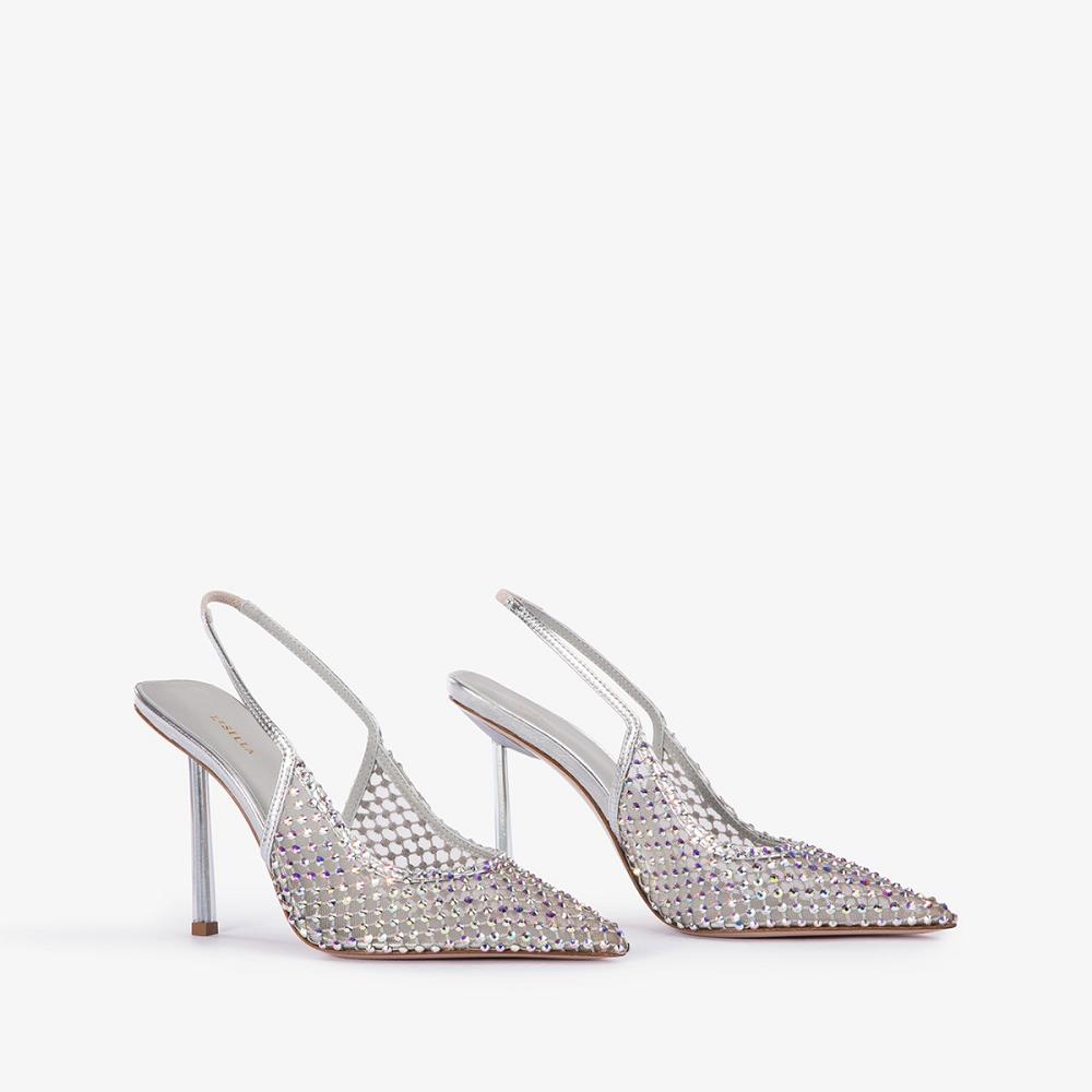 Silver Le Silla GILDA SLINGBACK 100 mm | USA_LS91465