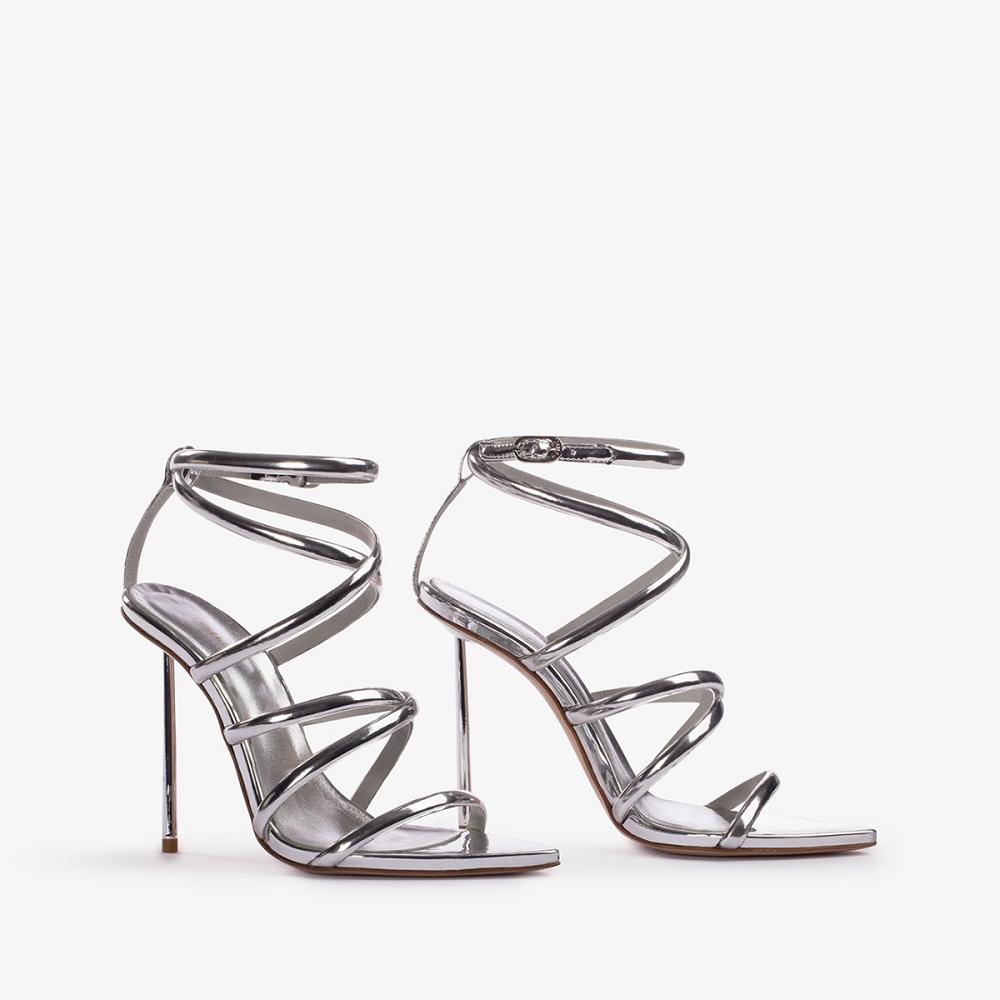 Silver Metal Le Silla BELLA SANDAL 120 mm | USA_LS11949