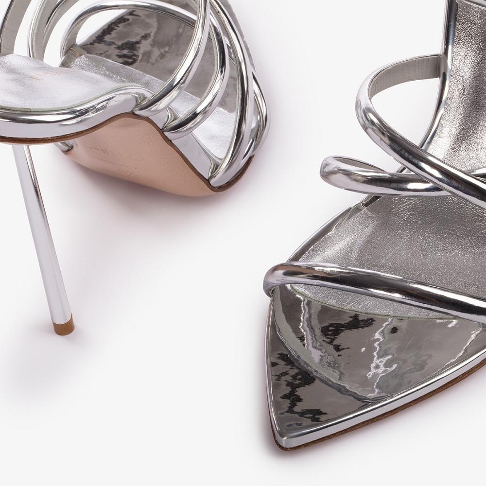 Silver Metal Le Silla BELLA SANDAL 120 mm | USA_LS11949