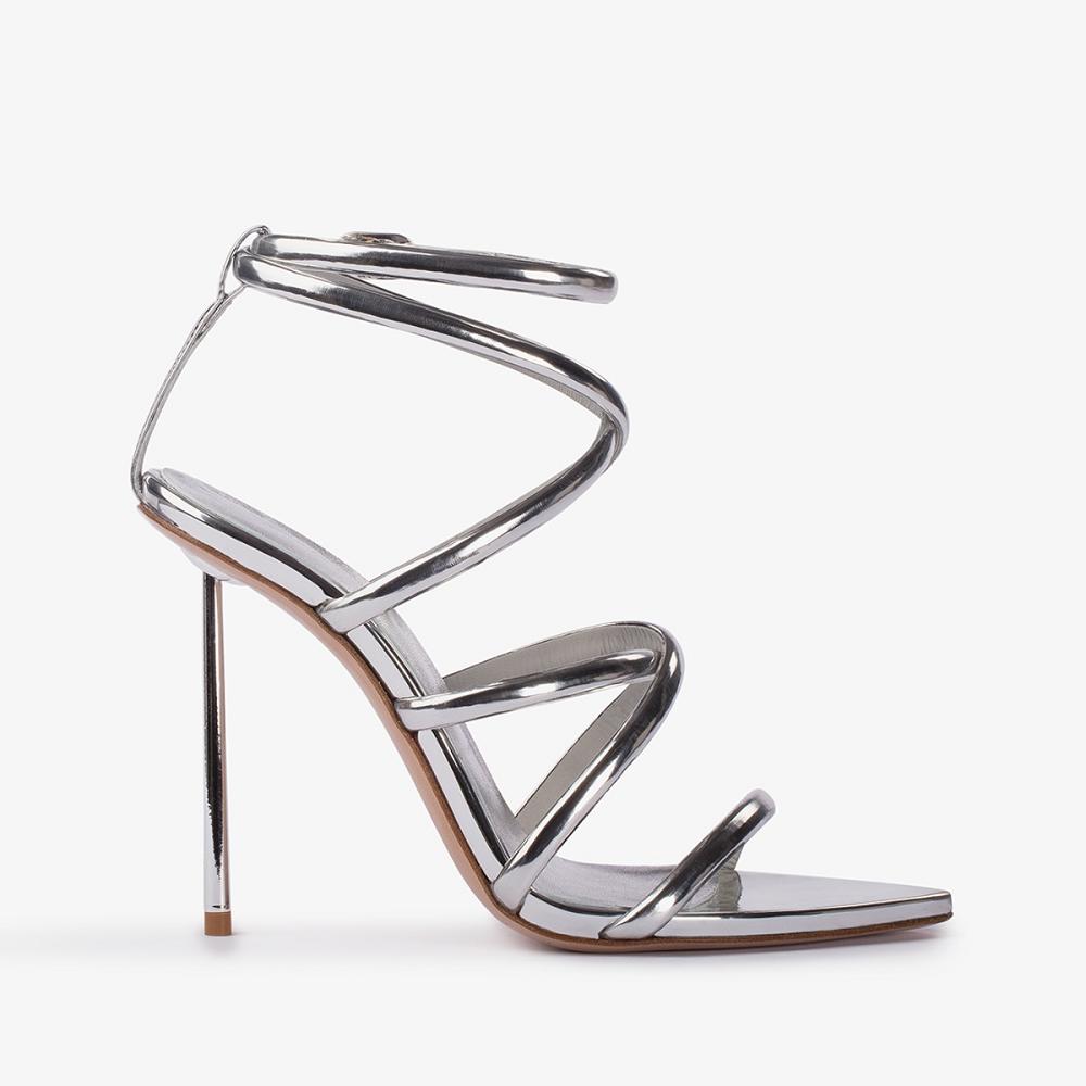 Silver Metal Le Silla BELLA SANDAL 120 mm | USA_LS11949