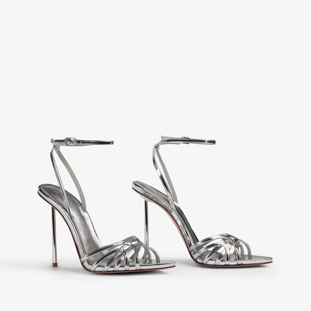 Silver Metal Le Silla BELLA SANDAL 120 mm | USA_LS18963