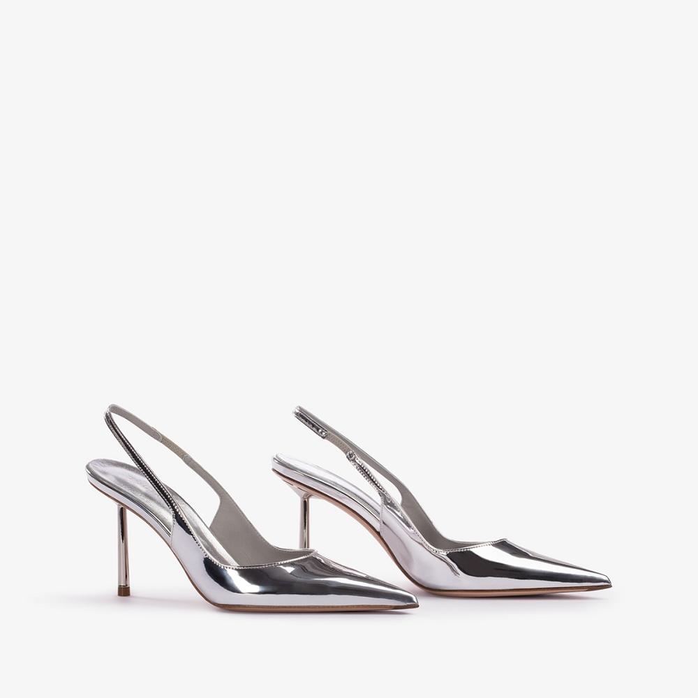 Silver Metal Le Silla BELLA SLINGBACK 80 mm | USA_LS86015