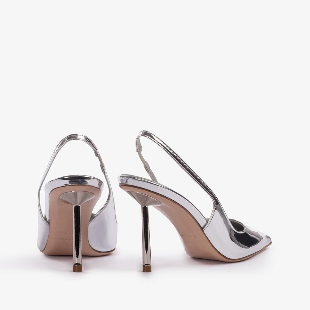 Silver Metal Le Silla BELLA SLINGBACK 80 mm | USA_LS86015