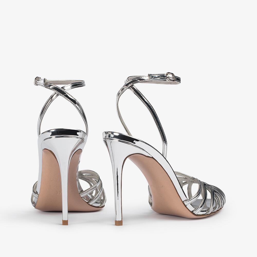 Silver Metal Le Silla EMBRACE SANDAL 110 mm | USA_LS24046