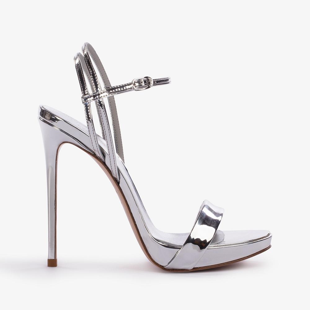 Silver Metal Le Silla GWEN SANDAL 120 mm | USA_LS16966