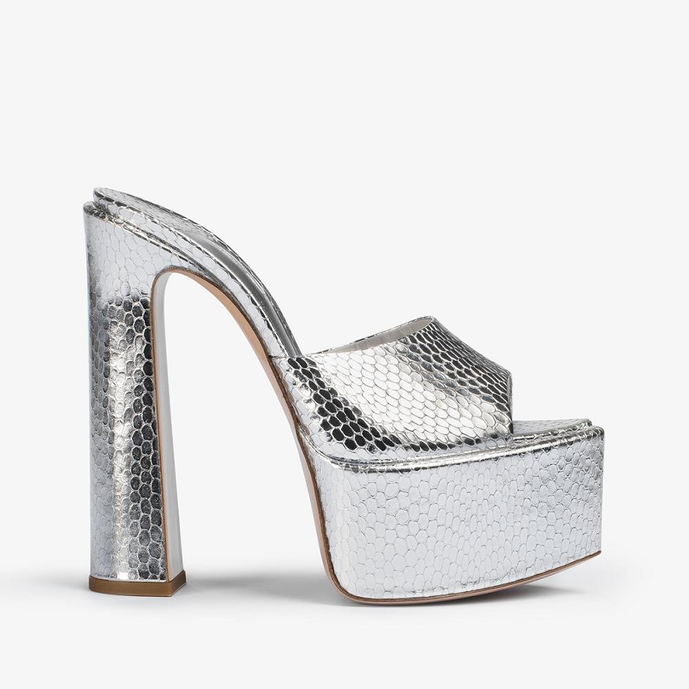 Silver Metal Le Silla NINA SANDAL 170 mm | USA_LS46854