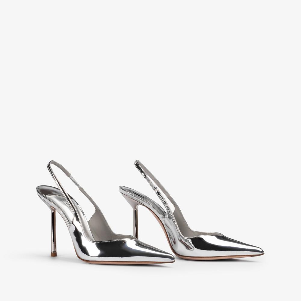 Silver Metal Le Silla VIVIENNE SLINGBACK 100 mm | USA_LS61548